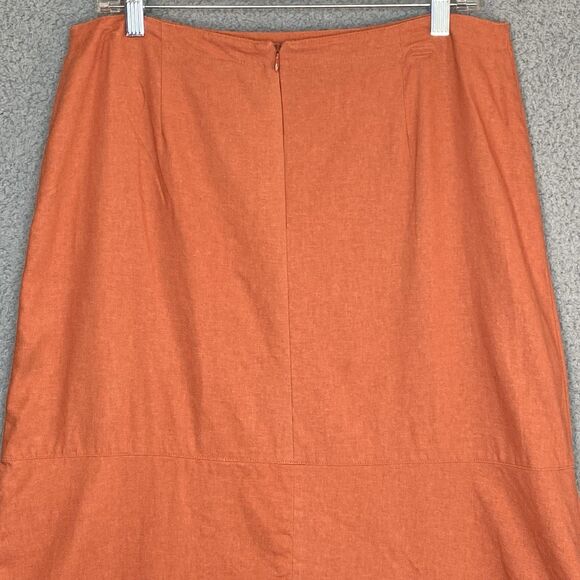 Minimalist Boho Linen Rayon Blend Maxi Skirt Women Sz 12 Orange Tiered Pull On - Picture 10 of 14